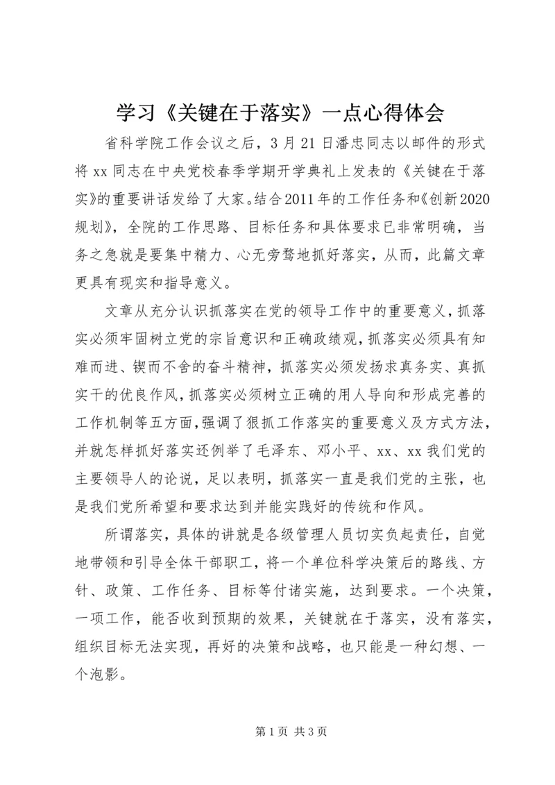 学习《关键在于落实》一点心得体会 (2).docx