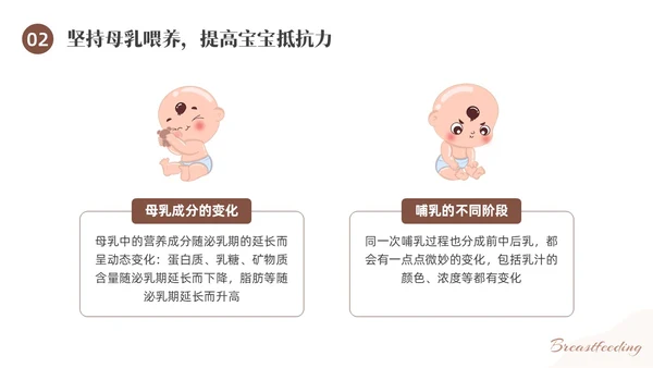 咖啡色水彩简约插画母乳喂养健康宣传PPT课件世界母乳喂养周
