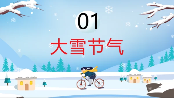 卡通风中国传统二十四节气大雪PPT课件