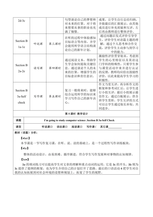 Section B 3a-Self Check 大单元教学+课时设计Unit 6 I'm going
