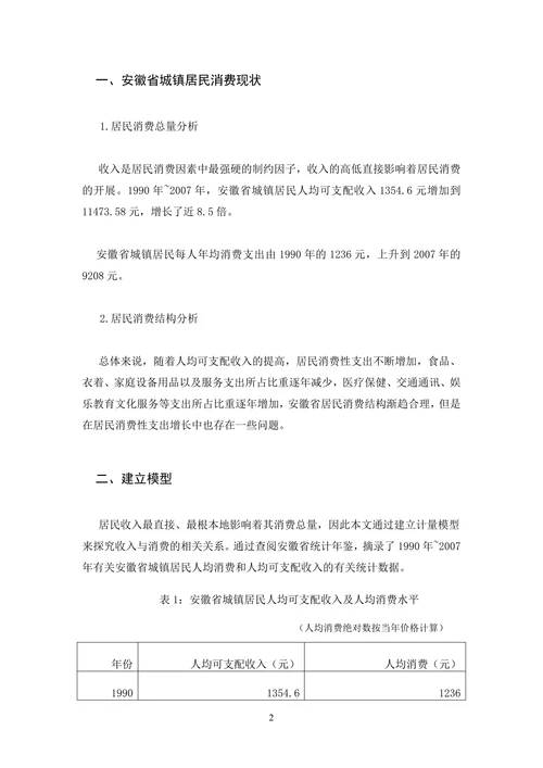 安徽省城镇居民消费行为分析