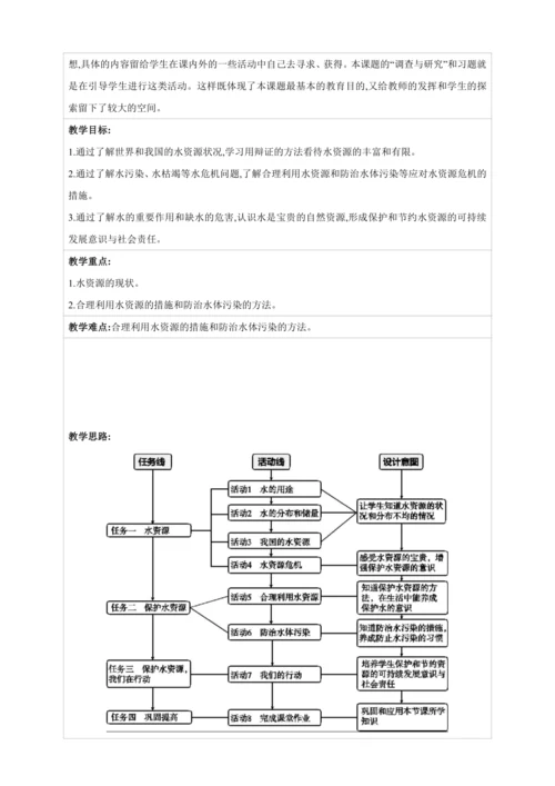 【高效备课】2024人教新版九上化学--4.1.1 人类拥有的水资源　保护水资源 教学设计