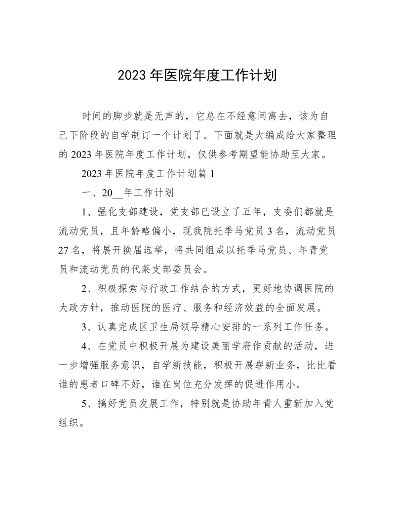 2023年医院年度工作计划.docx