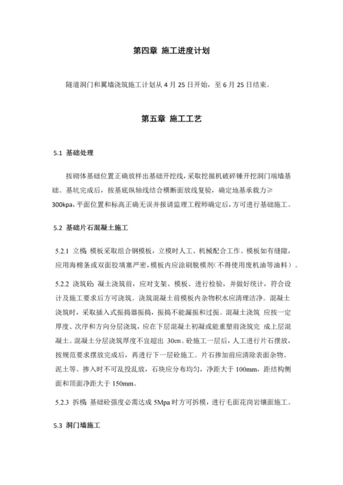 洋心隧道洞门和翼墙的浇筑综合标准施工核心技术专业方案.docx