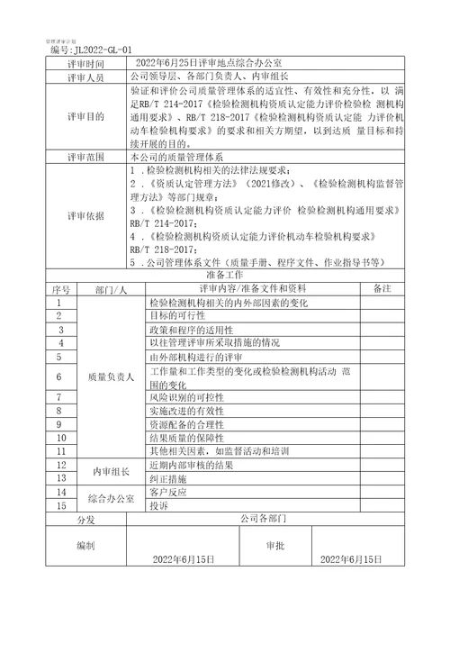 2022年度机动车检验机构管理评审报告资料汇编