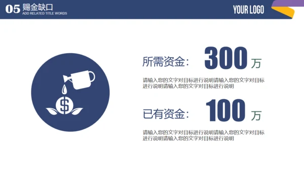 蓝色简约商业融资计划书通用PPT模板