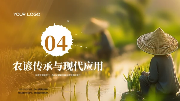橙色小满节气农谚里的智慧传承PPT模板