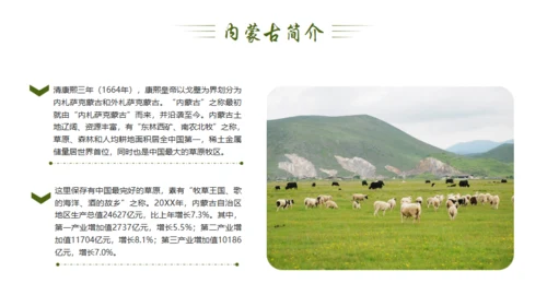 风吹草地见牛羊，内蒙古介绍通用PPT模板