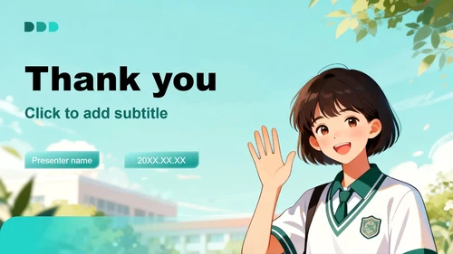 绿色清新卡通风学生会自我介绍PPT主题模板