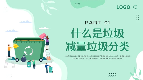 绿色卡通垃圾分类督导员培训PPT模板宣传PPT动态PPT