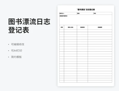 图书漂流日志登记表