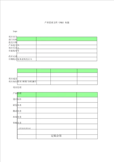 产品需求文档模板PRD