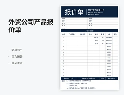 外贸公司产品报价单