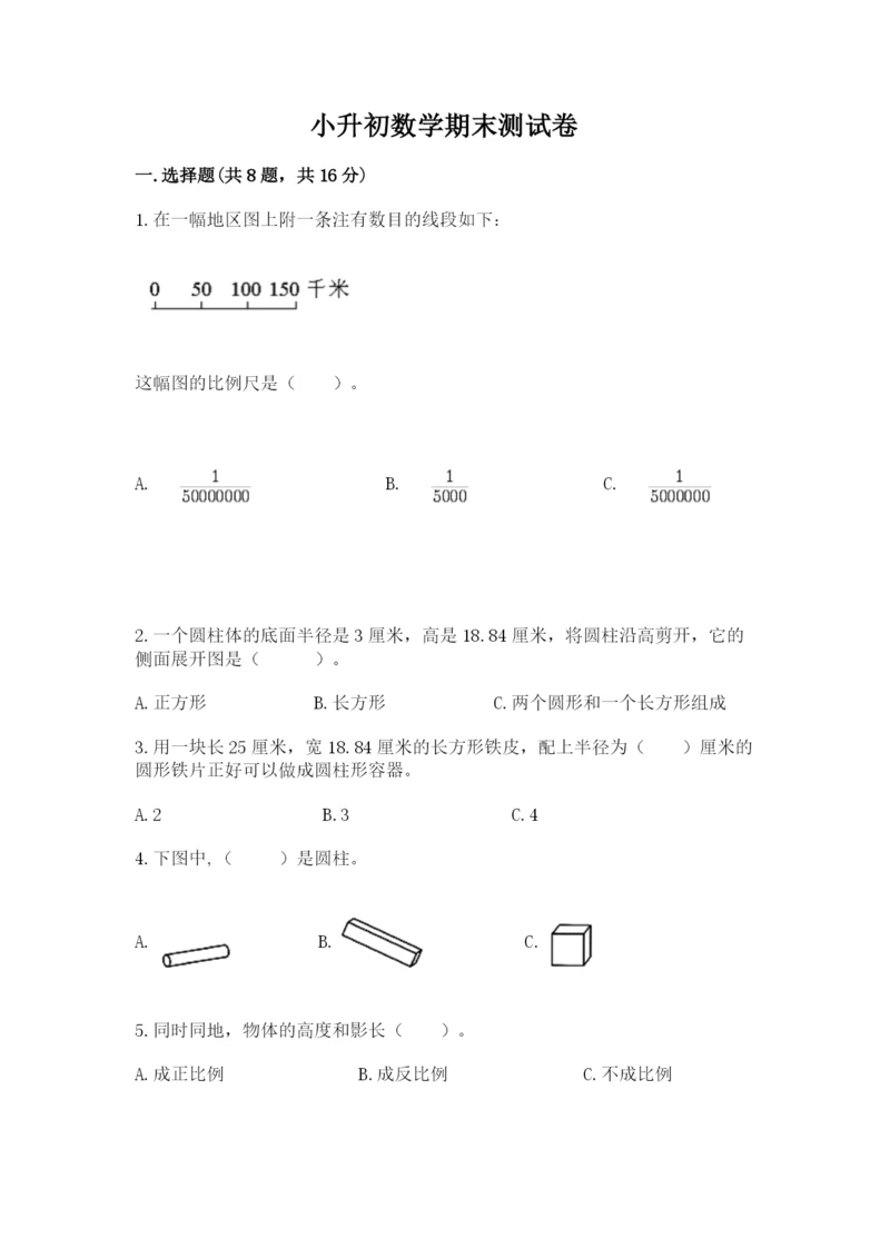 小升初数学期末测试卷（典优）.docx