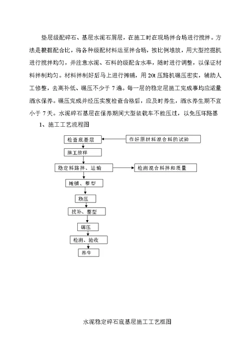 v级配碎石基层及水泥稳定碎石层施工方案(路拌法孵化中心)