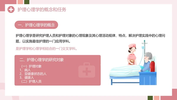 粉色创意简约风护理心理学PPT模板