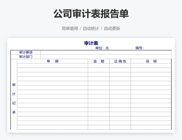 公司审计表报告单
