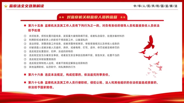 红色大气庄严监察法解读学习培训PPT条例监察