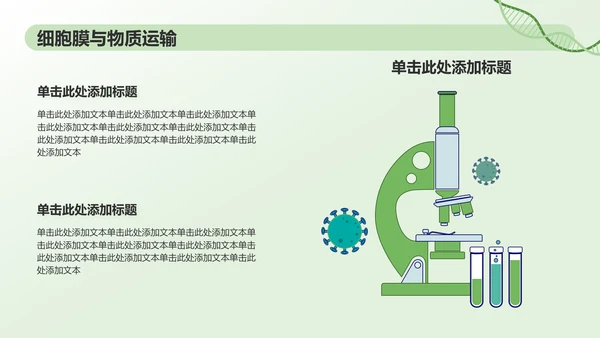 绿色插画风初中生物课件通用PPTPPT模板