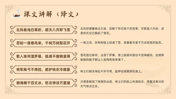 棕色古风鲁教版八年级下册语文白雪歌送武判官归京PPT模板宣语文九年级下册