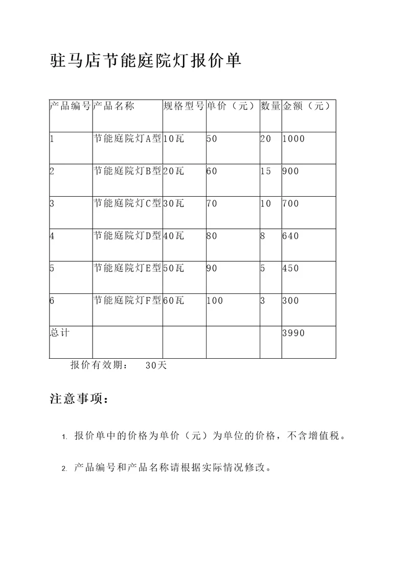 驻马店节能庭院灯报价单