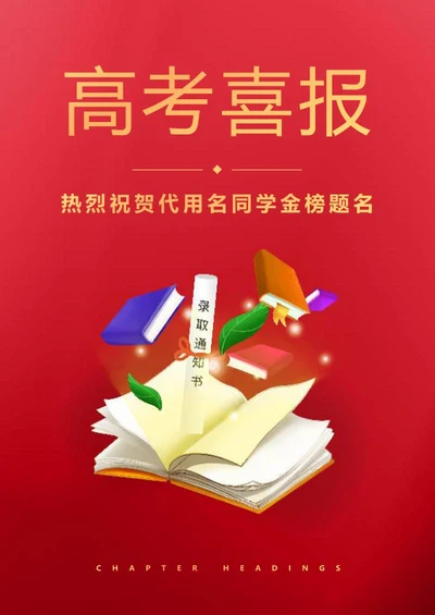 红色书籍高考录取喜报word模板