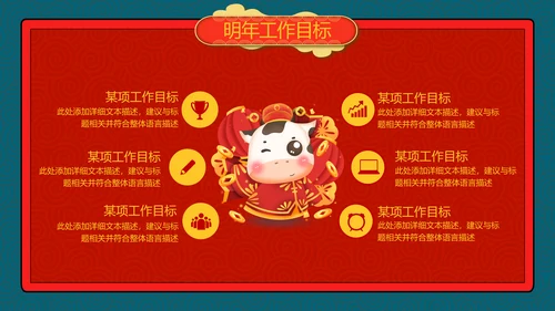 2021牛年创意剪纸风述职报告春节民俗新年计划年终总结PPT