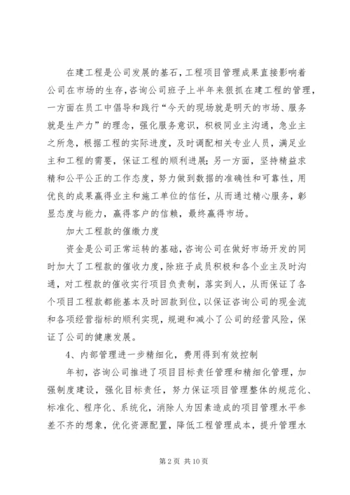 电建咨询公司工作总结及工作思路和安排 (2).docx