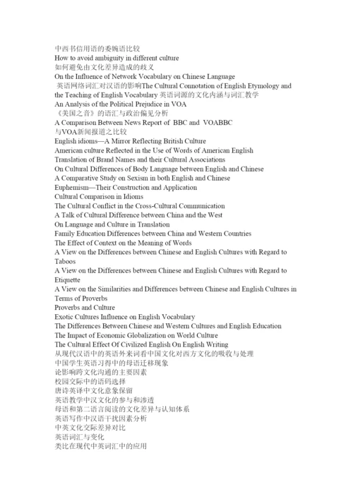 【精编】英语专业毕业论文跨文化交际方向.docx