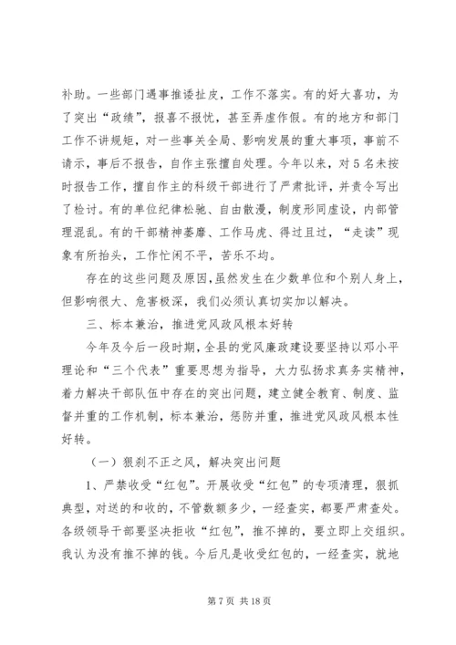 县委书记在县党风廉政建设会上的讲话.docx