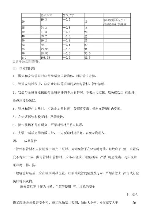 PPR管道安装要求规范