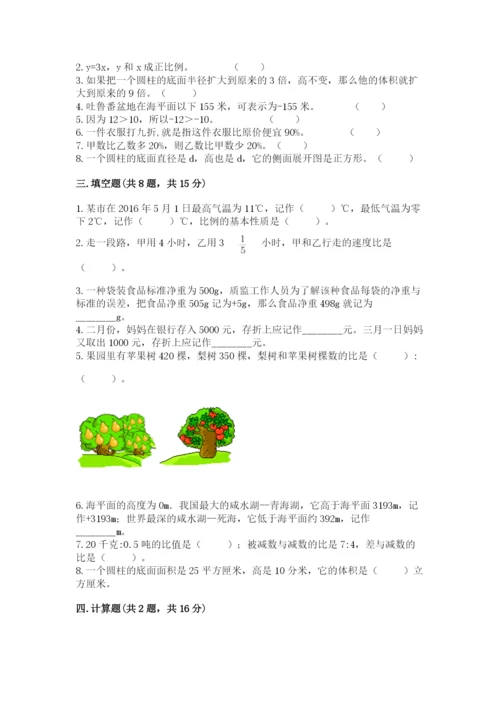 六年级下册数学期末测试卷附答案（预热题）.docx