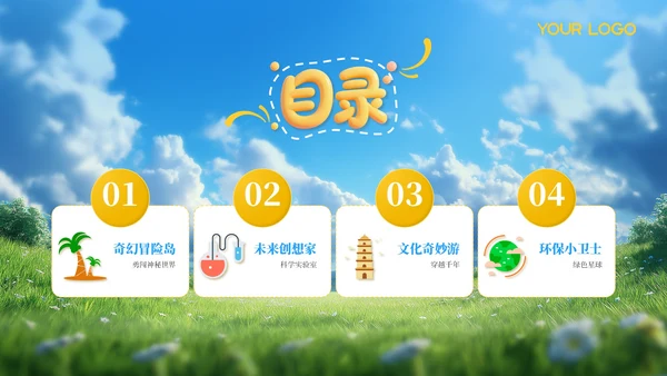 六一儿童节蓝橙色节目安排活动流程PPT模板