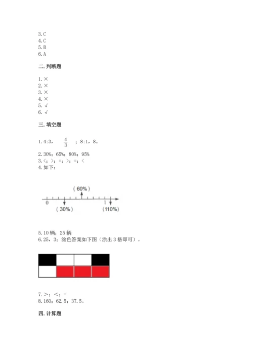 人教版六年级上册数学期末模拟卷及答案（名师系列）.docx