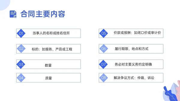 蓝色插画合同管理培训员工培训