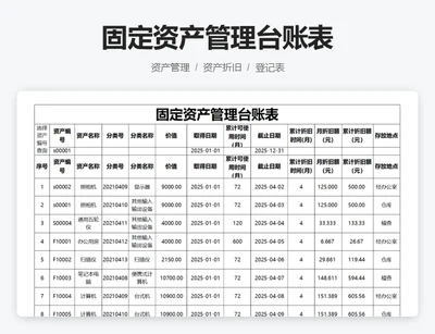 固定资产管理台账表