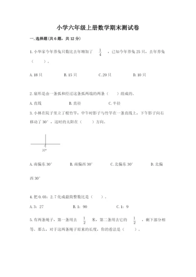 小学六年级上册数学期末测试卷（名师推荐）word版.docx