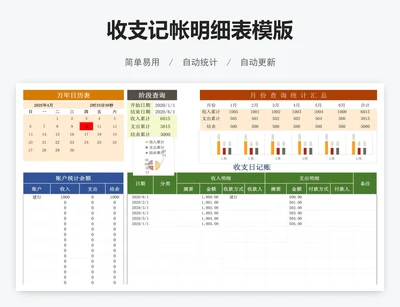 收支记帐明细表模版