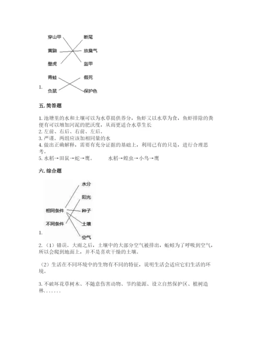 教科版科学五年级下册第一单元《生物与环境》测试卷精品附答案.docx