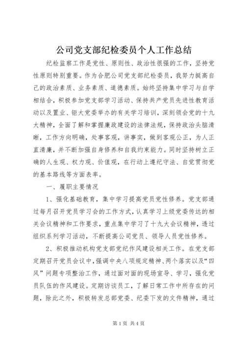 公司党支部纪检委员个人工作总结.docx