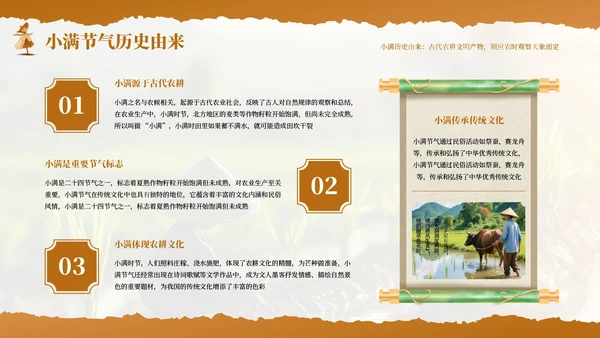 橙色小满节气农谚里的智慧传承PPT模板