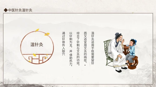 中医馆针灸温针灸中医文化动态通用PPT模板