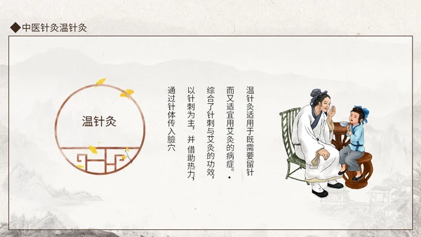中医馆针灸温针灸中医文化动态通用PPT模板