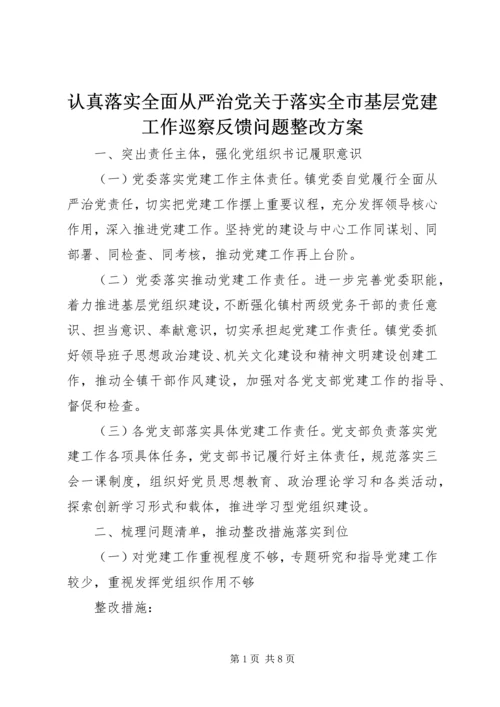 认真落实全面从严治党关于落实全市基层党建工作巡察反馈问题整改方案.docx