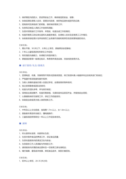 【酒店、餐饮、旅游娱乐、零售百货】职位说明书.docx