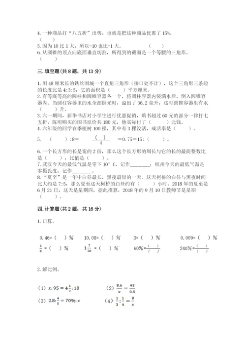 上海市嘉定区六年级下册数学期末测试卷完整版.docx