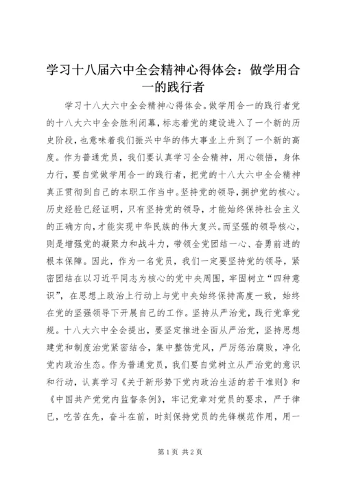 学习十八届六中全会精神心得体会：做学用合一的践行者.docx