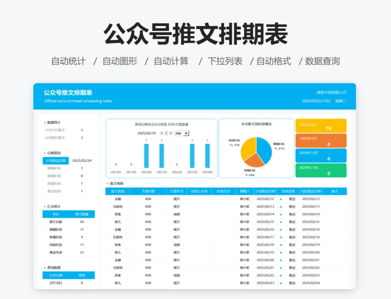 公众号推文排期表