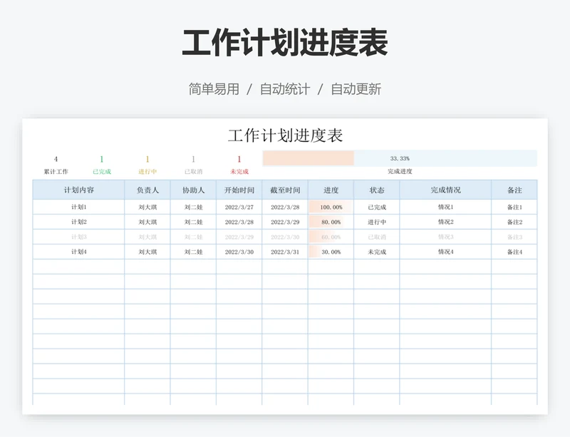 工作计划进度表