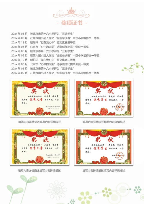 小升初社会实践小明星简历